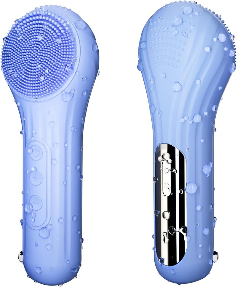 ERROWIN 5 Modes Silicone Face Scrubber, Waterproof Face Scrubber Exfoliator for Men & Women, Rechargeable Electric Facial Cleansing Brush for Deep Cleansing, Exfoliating, Massage (Blue) - Image 1